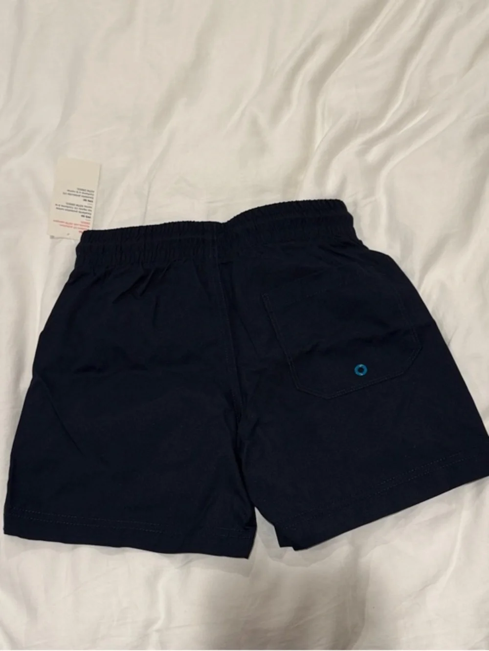 Old Navy Boys Navy Swim Trunks with Teal Drawstring